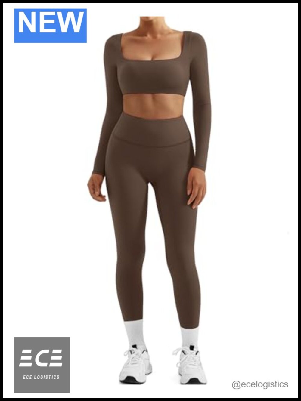 Women's 2 Piece Workout Set Nylon Spandex Long Sleeve Crop Top Leggings